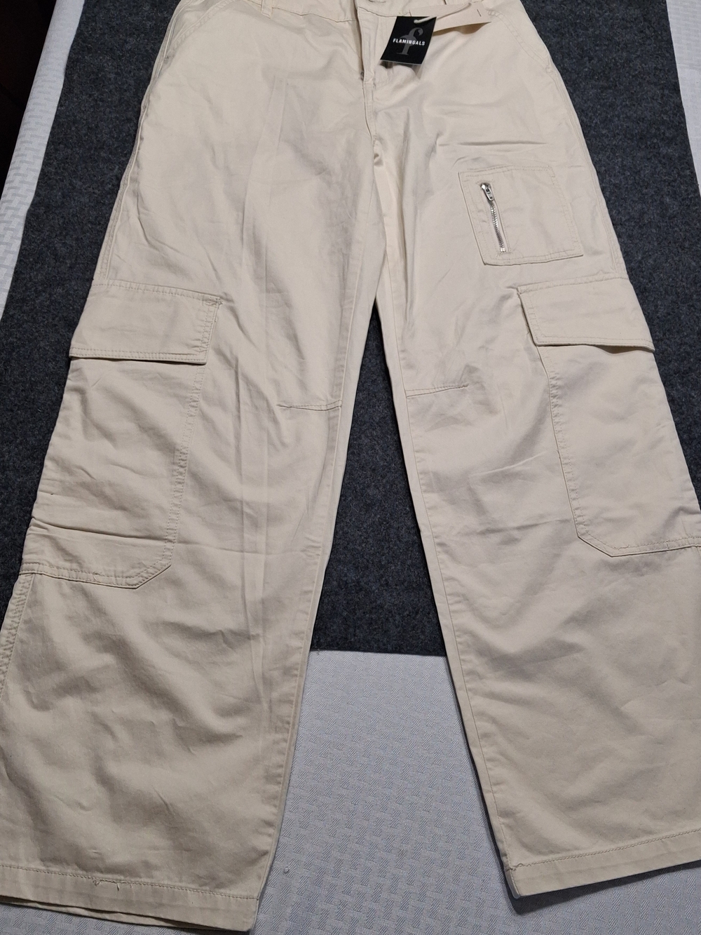 Flamigals Cream Cargo Wide-Leg Pants